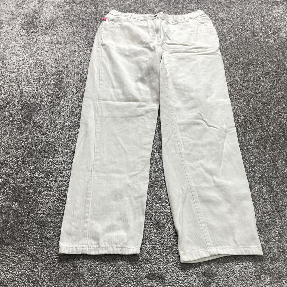Woman Within Jeans Pants Womens Plus 16W White Classic Fit Straight Ladies 34x30